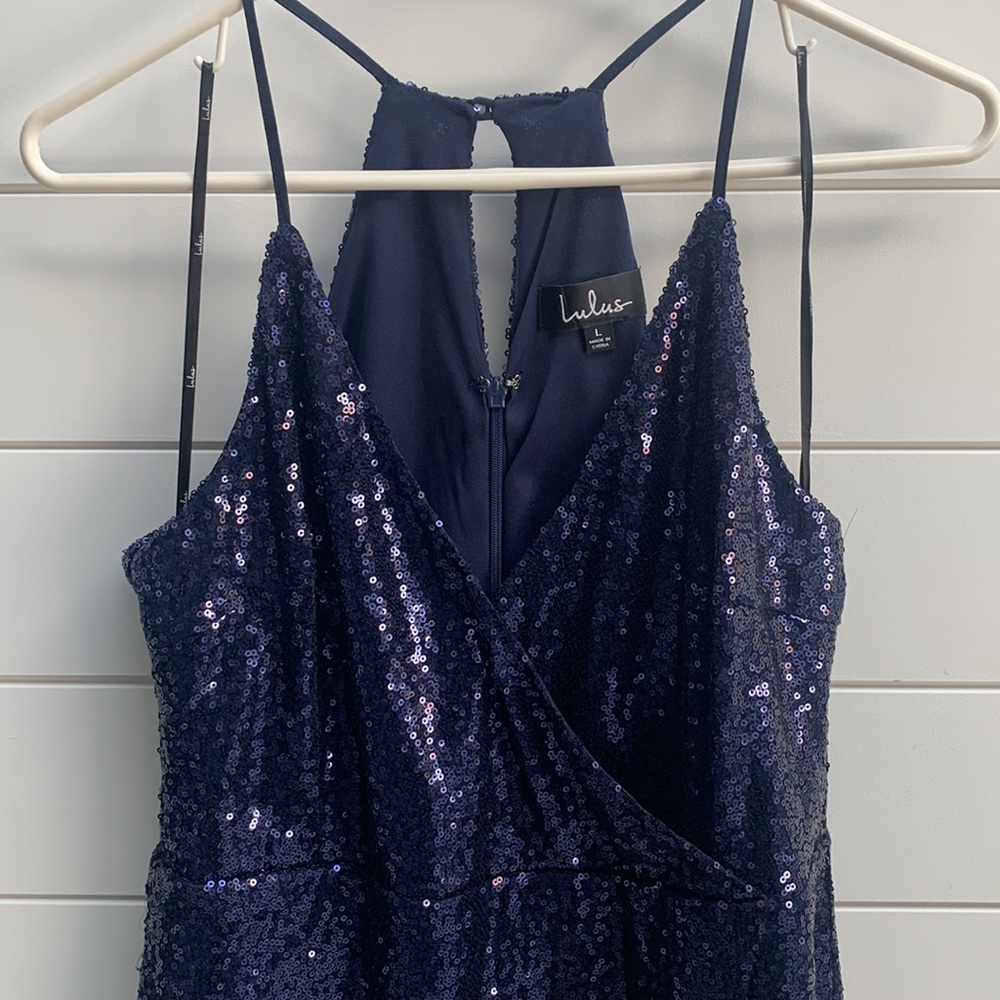 Lulu’s Navy Sequined Cocktail Dress - Picture 2 of 7